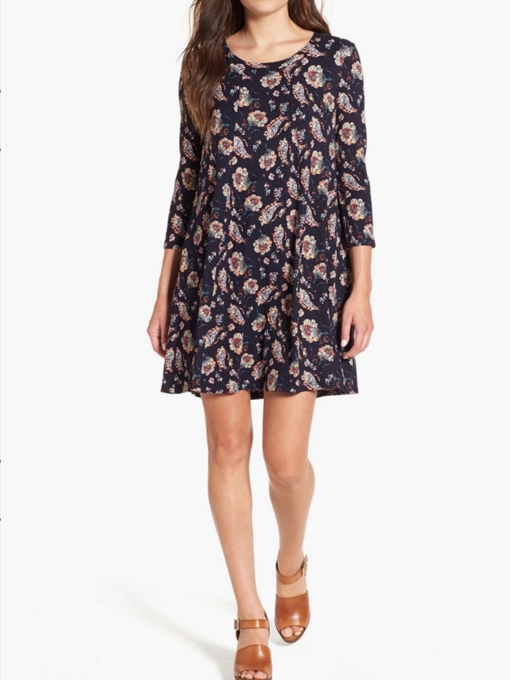 All in Favor “Leah” printed shift dress, size L